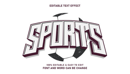 Sports text effect with editable 3d black and white style