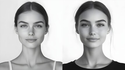 Visual blog post with before-and-after rhinoplasty images, highlighting the emotional and physical changes, including improved facial symmetry, Photorealistic, Warm Colors