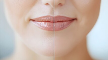 Time-lapse video of fine lines around the mouth fading after a series of anti-aging treatments, showing clear progression from deep wrinkles to smooth skin in before-and-after shots