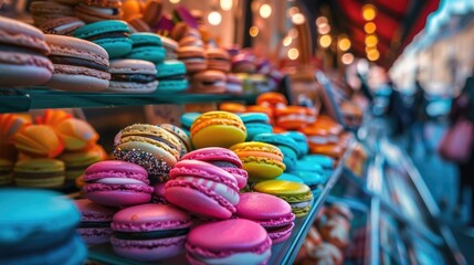 colorful macaroons in a Camden Market stall