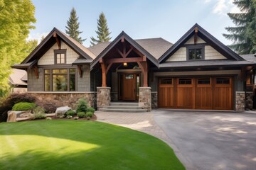 Obraz premium Gorgeous craftsman style home garage architecture building. Image .