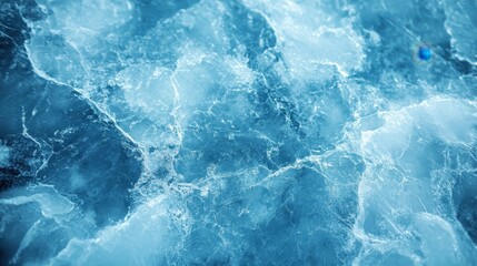 Close-Up of Textured Ice Surface with Blue Tones