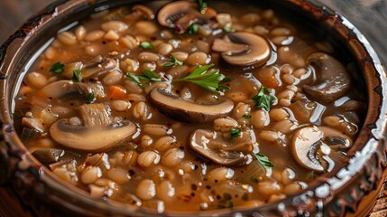 Homemade Mushroom Barley Soup Ready to Eat