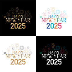 New year 2025, New year 2025, 4 Colors Variations
Golden, colorful text white background black background. 