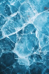 Fototapeta premium Blue Ice Texture with Cracks and Crystal Patterns