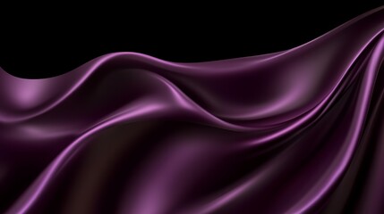 Fototapeta premium A black and purple backdrop features a wavy silken fabric at its base In the image's lower corner, a silhouette of this fabric waves gently (43 tokens