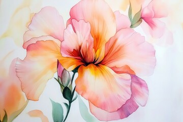 Watercolor flowers colorful floral concept
