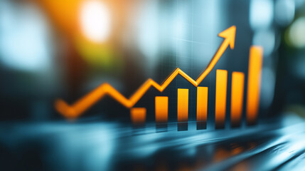 Financial graph showing upward trend with colorful bars