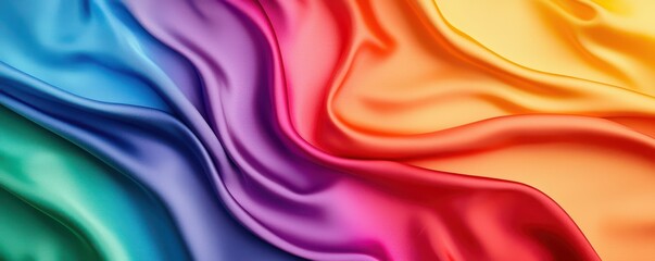 Obraz premium Elegant silk fabric draping with long flowing rainbow hues, radiant and smooth, perfect for luxurious designs.
