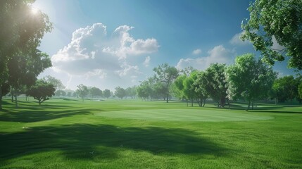 Club hoiuse of a golf course on a sunny day