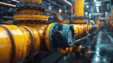 Industrial Pipeline: Complex Network of Pipes and Valves