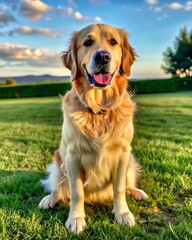 Adorable Golden Retriever at Outdoor