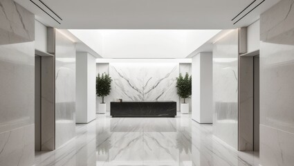 Modern Office Lobby with Elegant Marble Design.