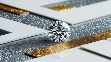 Sparkling Diamond on a Glittering Background.