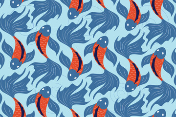 Fish seamless pattern vector