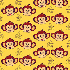 Cute monkey seamless pattern background