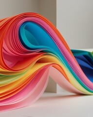 Fototapeta premium Vibrant Waves of Colorful Paper Abstraction.