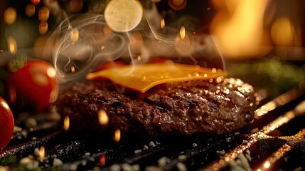 meat grilled burger beef grilling cheese