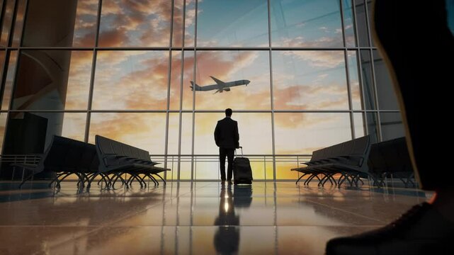 A Man Standing In Front Of A Window With A Suitcase In Front Of Him Airport Travel Photography Business Travel