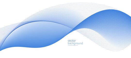 Curve shape flow vector abstract background in light blue gradient, dynamic and speed concept, futuristic technology or motion art.