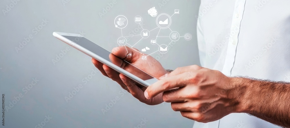 Poster technology and icon customer global network connection. business strategy. innovative. digital marke