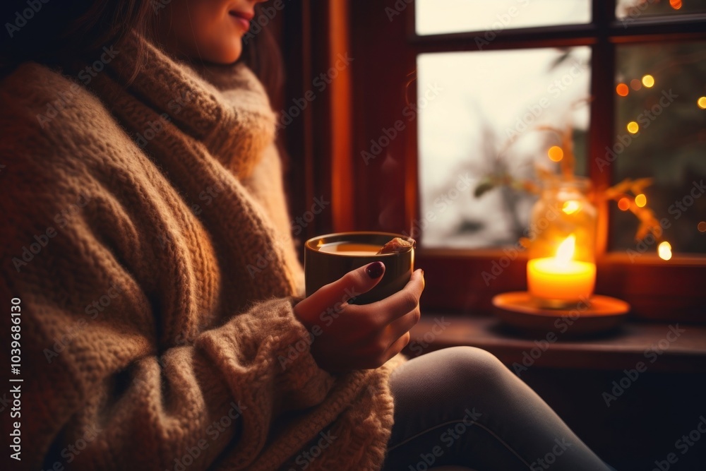 Wall mural Drink sweater candle coffee.