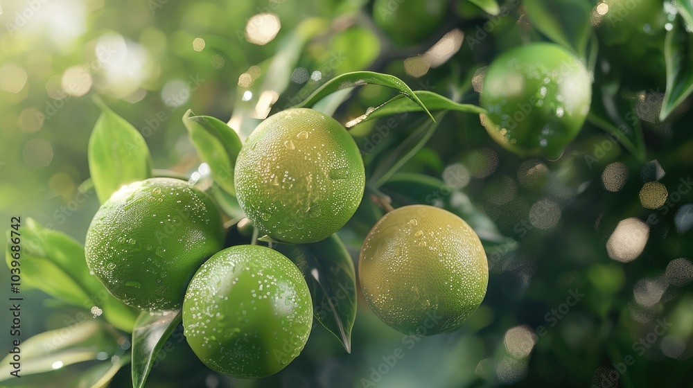 Poster grapefruit on the tree green grapefruits on the tree