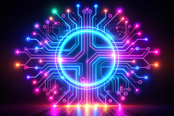 Obraz premium Technology abstract neon light,isolated on white background