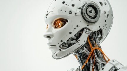 A close-up of a humanoid robot’s neck servos with detailed gears and linkage components, clean background emphasizing the servos’ mechanical precision, High-tech style