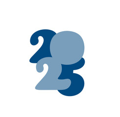 Hand drawn color vector number text 2025. Happy New Year Christmas greeting card. Vintage illustration design