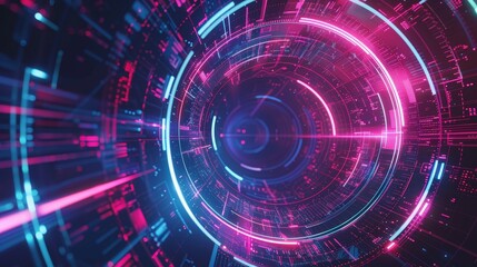 Obraz premium technology, radar, light, space, illustration, fractal, 