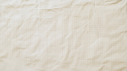 Close-up of a crumpled sheet of grid graph paper, showing light texture and imperfections, representing creativity and draft work. Crumpled sheet