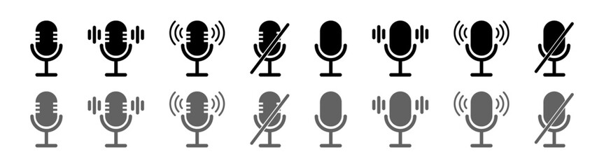 Microphone icons. Microphone logo design podcast with microphone logo.