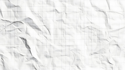 Close-up of a crumpled sheet of graph paper with grid lines and wrinkles, representing creativity, draft work, and imperfection