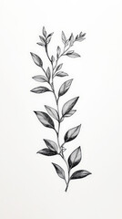 Fototapeta premium Savory, detailed hand drawing of the line, botanical flower, medicinal herbs, light clean background. Generative AI