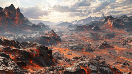 Obraz premium arid and burn landscape view from mountain