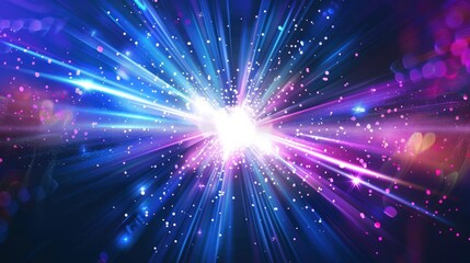 Fototapeta premium Abstract Cosmic Explosion with Bright Lights and Glitter