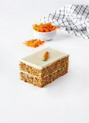 Cakes with carrot in the white background isolated style.