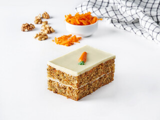 Cakes with carrot in the white background isolated style.