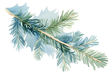 Obraz premium Explore the tranquility of nature with this exquisite watercolor-inspired image of a delicate pine branch
