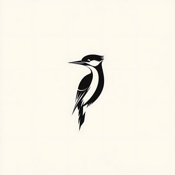 recommend clip art: A black and white silhouette of a kingfisher bird.