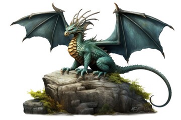 Fototapeta premium Dragon animal white background representation.