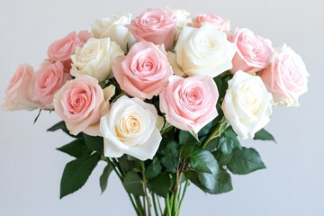 A light pink and white roses bouquet, 