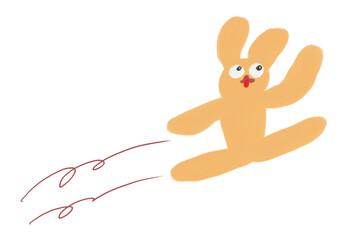 ぴょんと跳ねるうさぎのイラスト