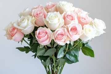 Obraz premium A light pink and white roses bouquet, 