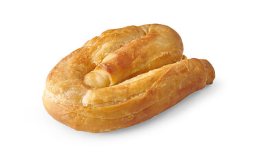 Pastry, cheese pie, tomato pie isolated white background and vegetables.