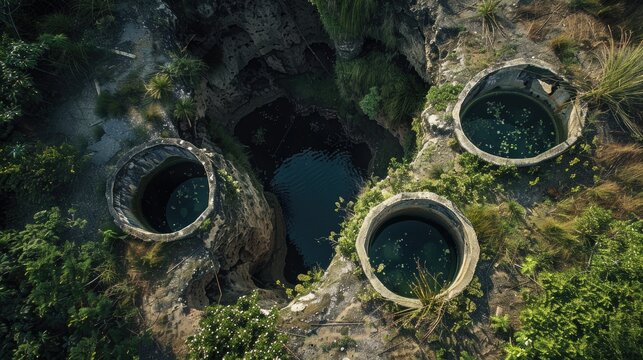 An aerial view of Natural Wells in San Jose del Guaviare