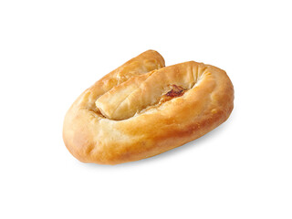 Pastry, cheese pie, tomato pie isolated white background and vegetables.