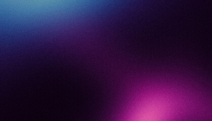 Grainy noisy gradient background, abstract vibrant color flow shape, glowing magenta blue black noise texture banner design, copy space