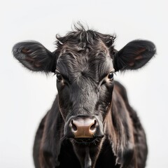Black cow isolated on white background